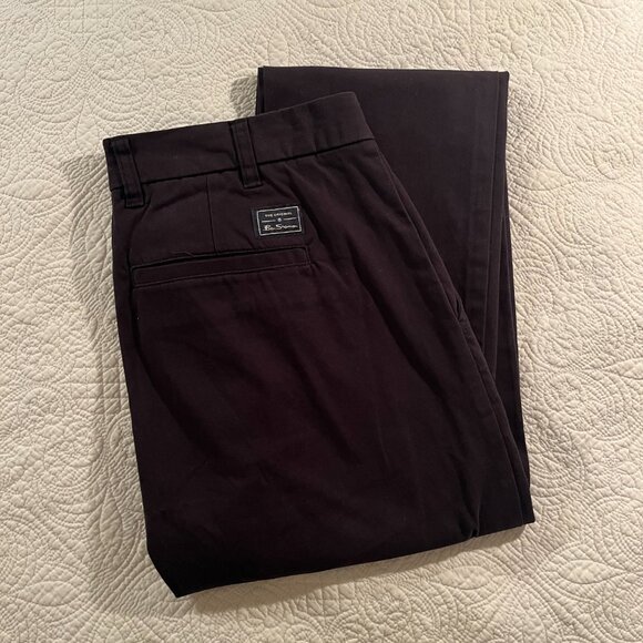 The Original Ben Sherman Men's Slim Fit Chino Pants – Deep Plum/Navy (Size 30R) - Picture 3 of 8